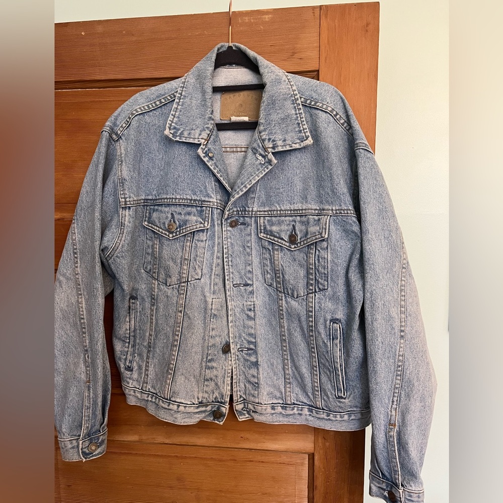 Vintage GAP Denim Jacket Trucker Jean Retro 90s Light Wash Mens Medium oversized